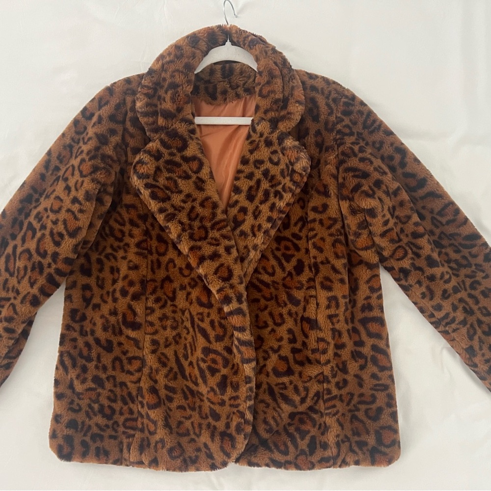 Leopard Print Faux Fur Coat